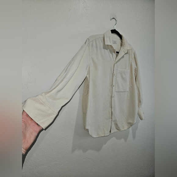 AYR Cream Shacket Corduroy Button Front Shirt Long Sleeve All Year Round XS - Picture 8 of 15